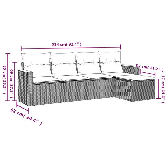 Ensemble canapé modulable 5 pcs résine tressée avec pouf pour terrasse Noir – ComfortXL Outdoor Living - Image 7