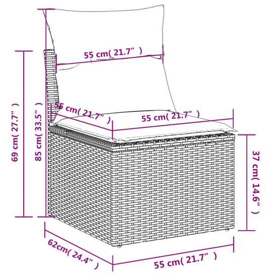 Ensemble canapé modulable 5 pcs résine tressée avec pouf pour terrasse Noir – ComfortXL Outdoor Living - Image 9