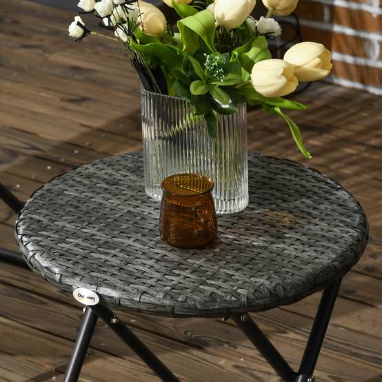 Salon de jardin pliable 2 places acier balcon gain de place table chaises gris - ComfortXL Outdoor Living - Image 10