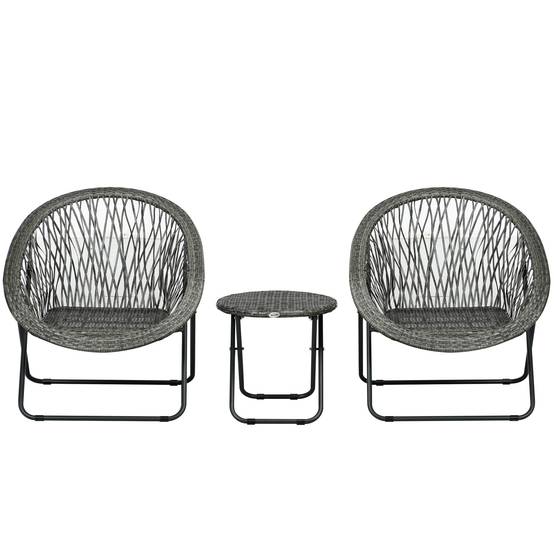 Salon de jardin pliable 2 places acier balcon gain de place table chaises gris - ComfortXL Outdoor Living - Image 2