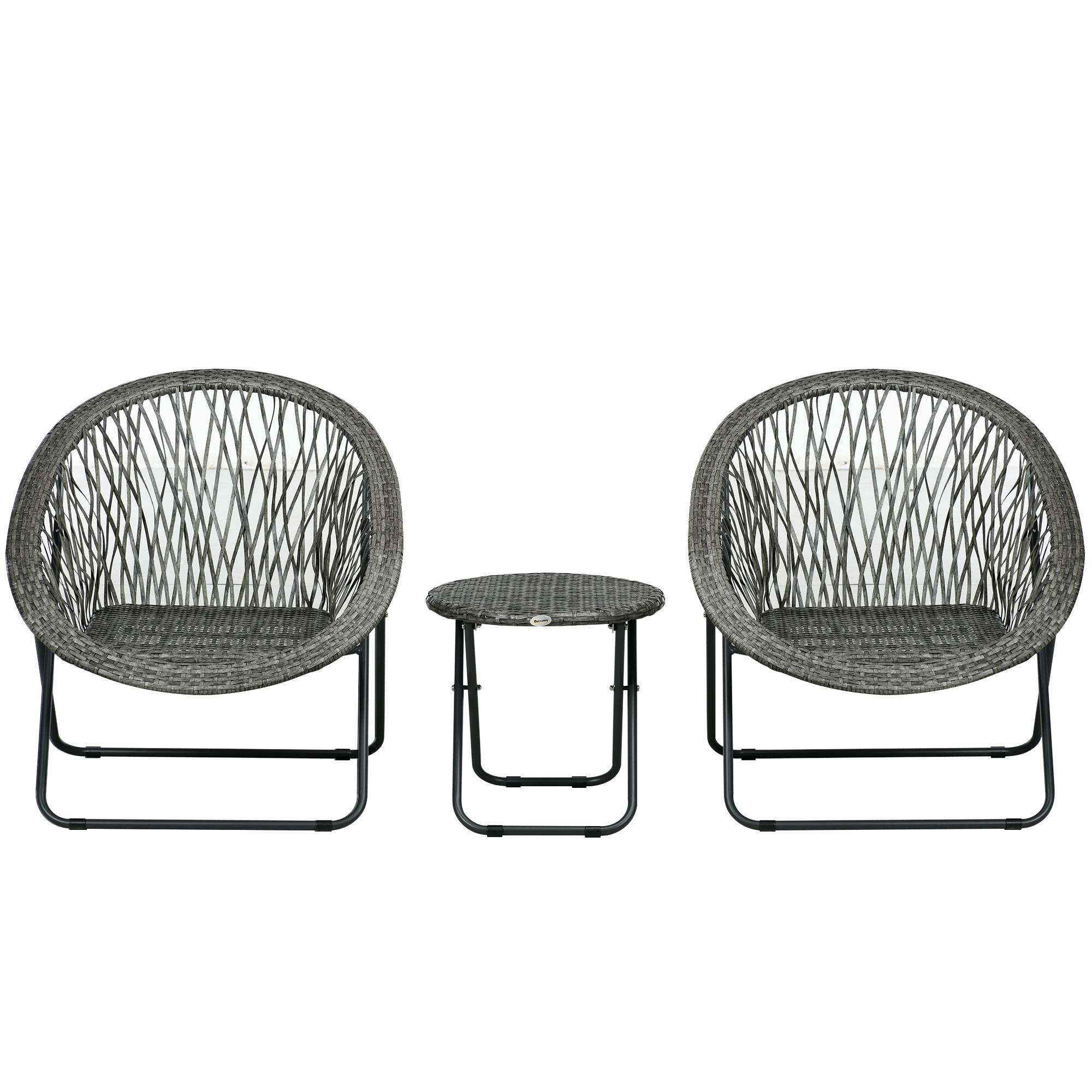 Salon de jardin pliable 2 places acier balcon gain de place table chaises gris - ComfortXL Outdoor Living - Image 2