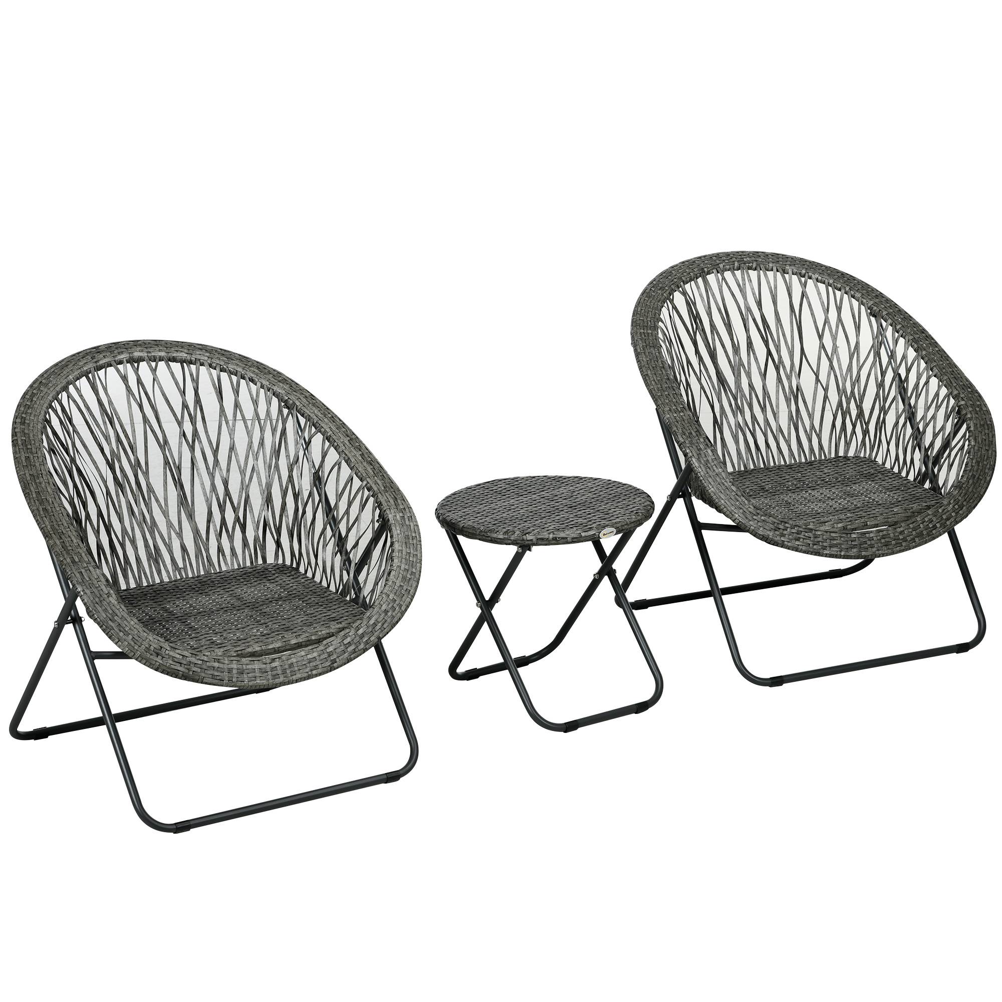 Salon de jardin pliable 2 places acier balcon gain de place table chaises gris - ComfortXL Outdoor Living - Image 1