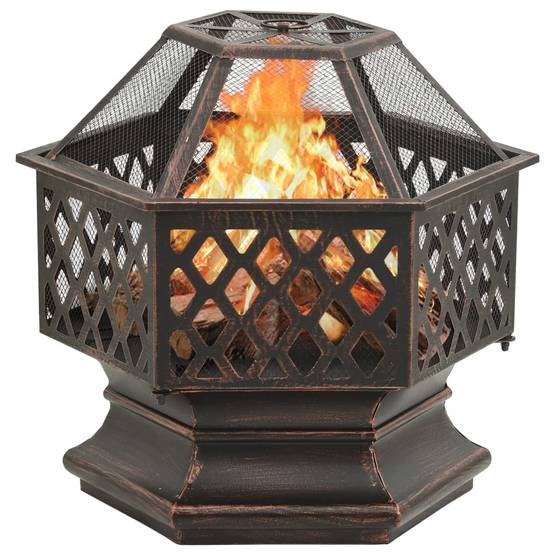 ComfortXL - Brasero Foyer Rustique Acier Brossé pour Jardin Terrasse 62x54x56cm – ComfortXL Outdoor Living - Image 2