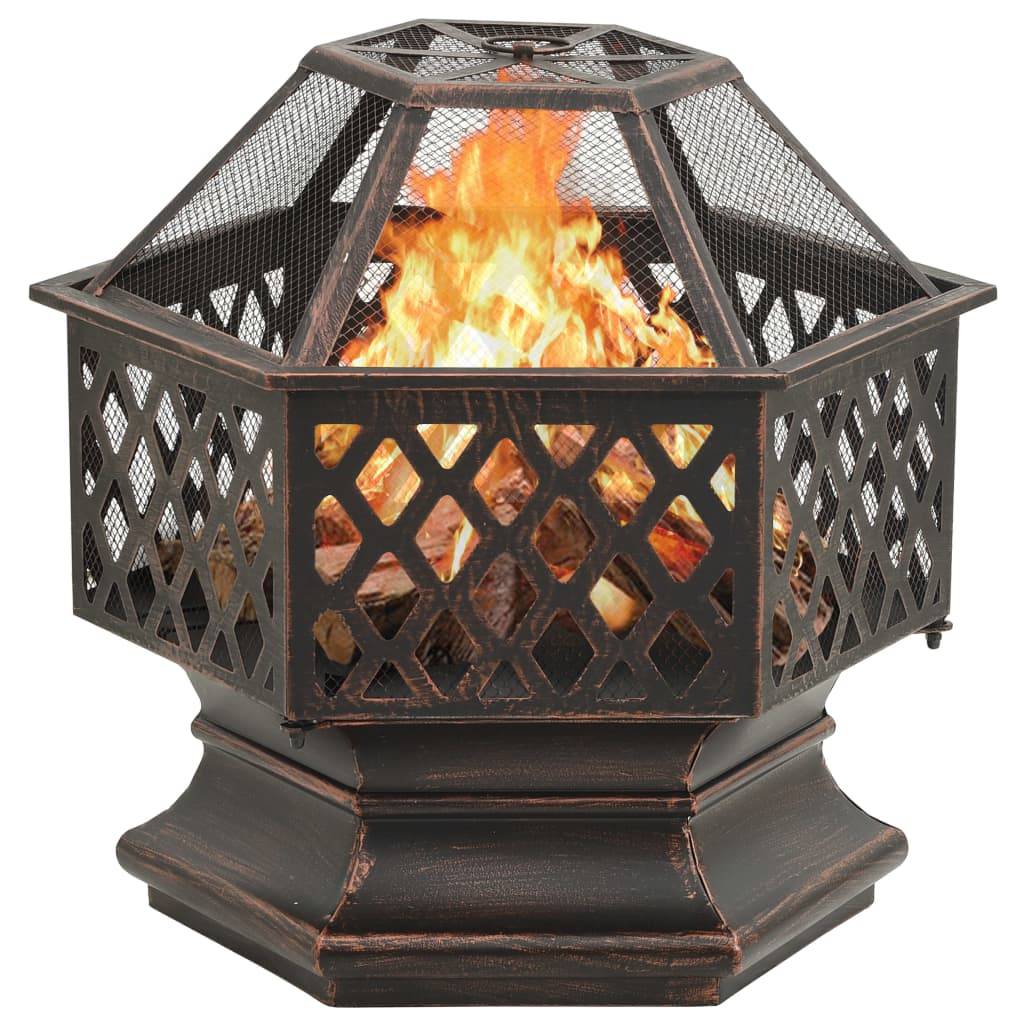 ComfortXL - Brasero Foyer Rustique Acier Brossé pour Jardin Terrasse 62x54x56cm – ComfortXL Outdoor Living - Image 2