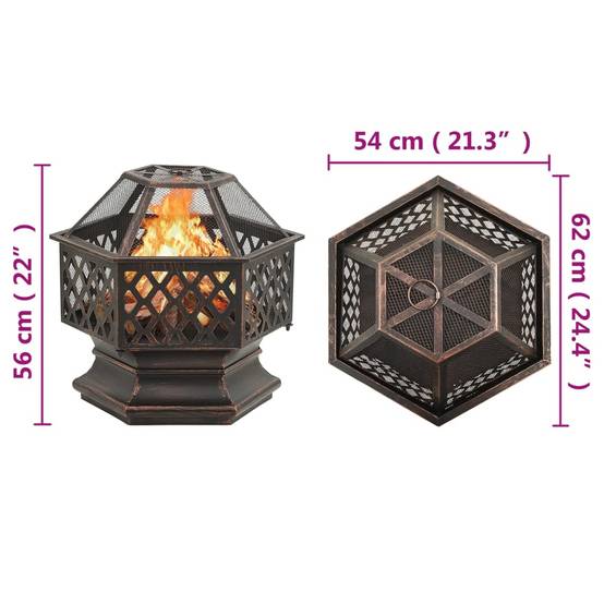 ComfortXL - Brasero Foyer Rustique Acier Brossé pour Jardin Terrasse 62x54x56cm – ComfortXL Outdoor Living - Image 8