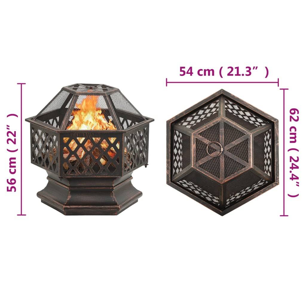 ComfortXL - Brasero Foyer Rustique Acier Brossé pour Jardin Terrasse 62x54x56cm – ComfortXL Outdoor Living - Image 8