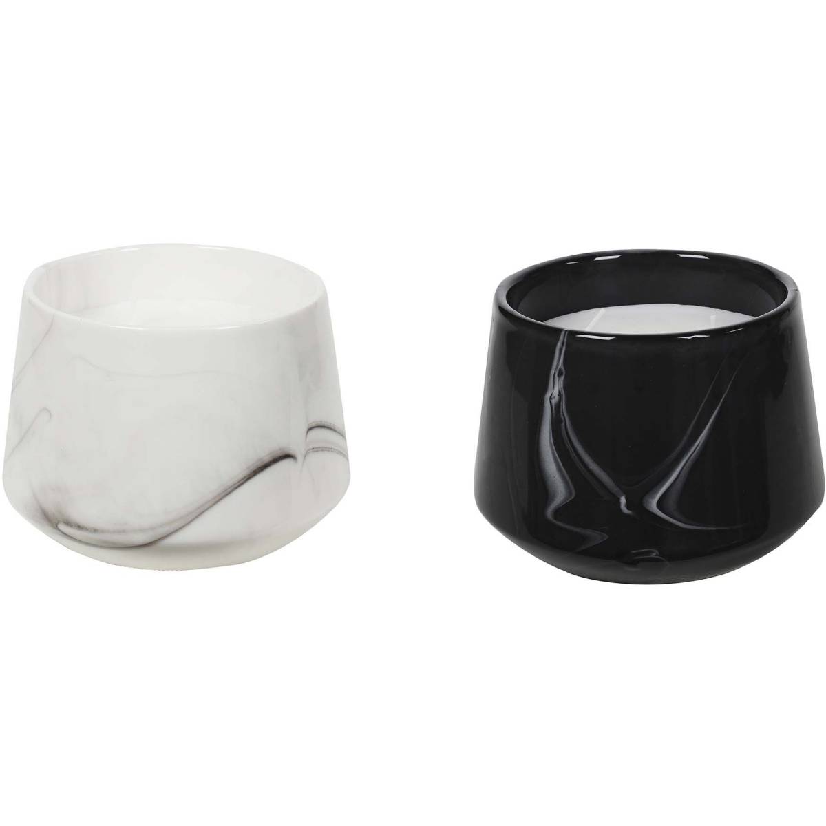 The Home Deco Factory - Bougie parfumée pot en dolomite effet marbre (Lot de 2) 10,5 x 13,5 cm - Imagen 1