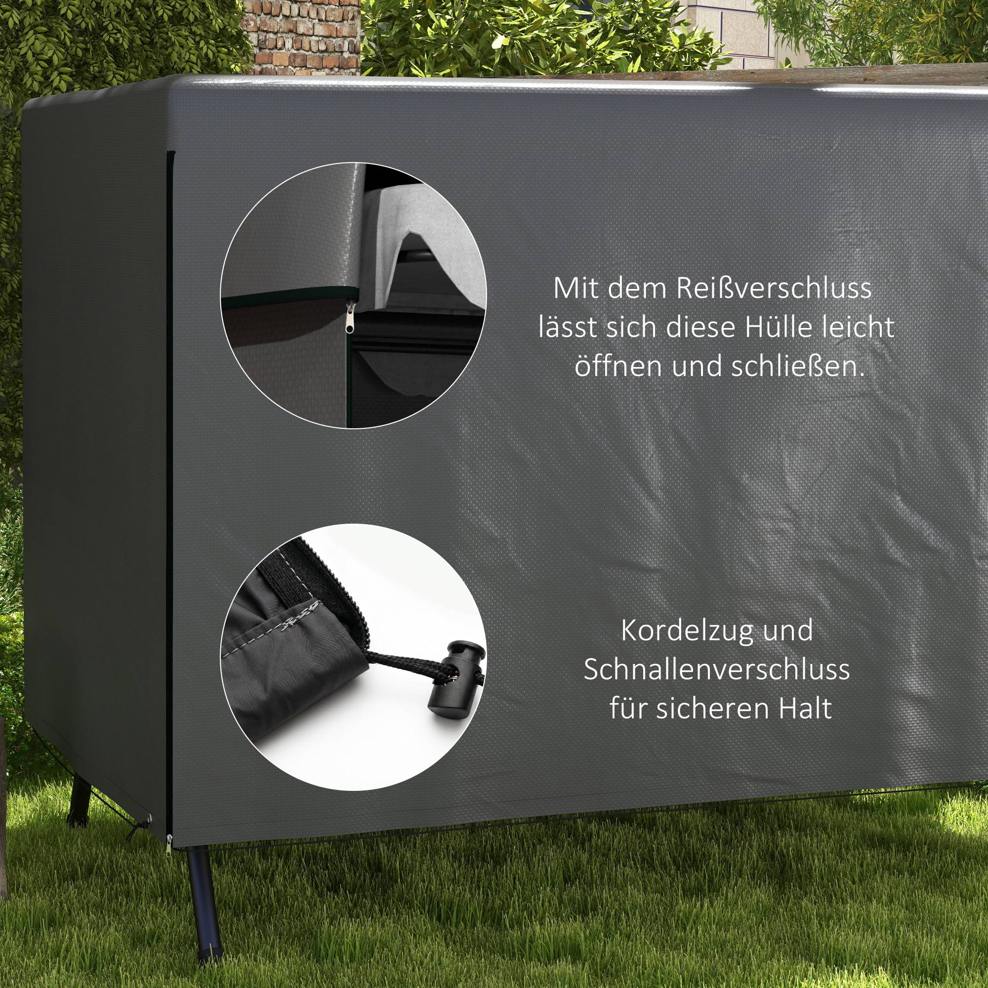 Housse de protection Polyéthylène Mobilier de jardin Imperméable anti-UV 215x155x150cm Gris - ComfortXL Outdoor Living - Image 7
