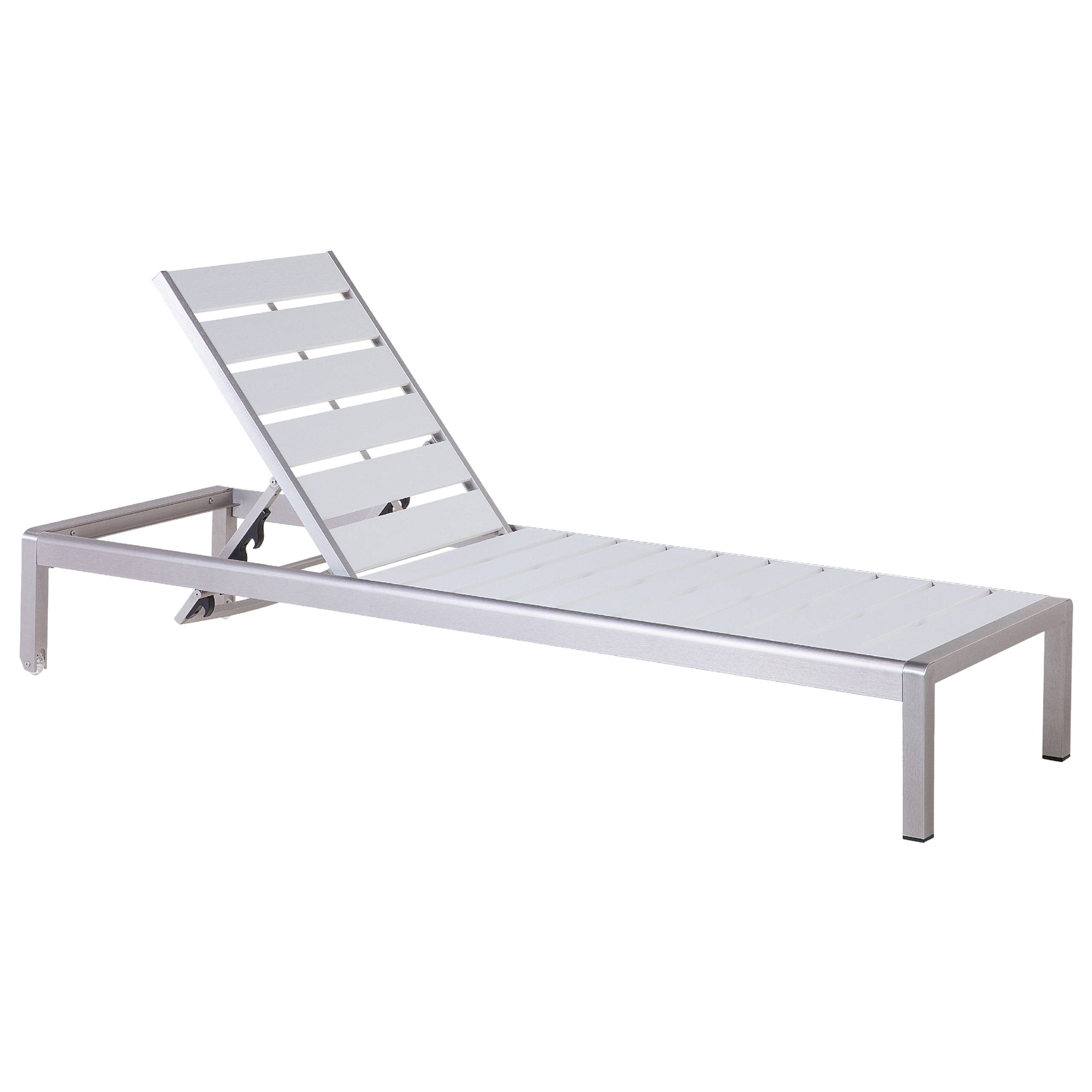 Beliani - Chaise Longue Effet Bois Blanc en Aluminium Transat Inclinable Solide et Résistant pour Jardin ou Terrasse Moderne - Imagen 1