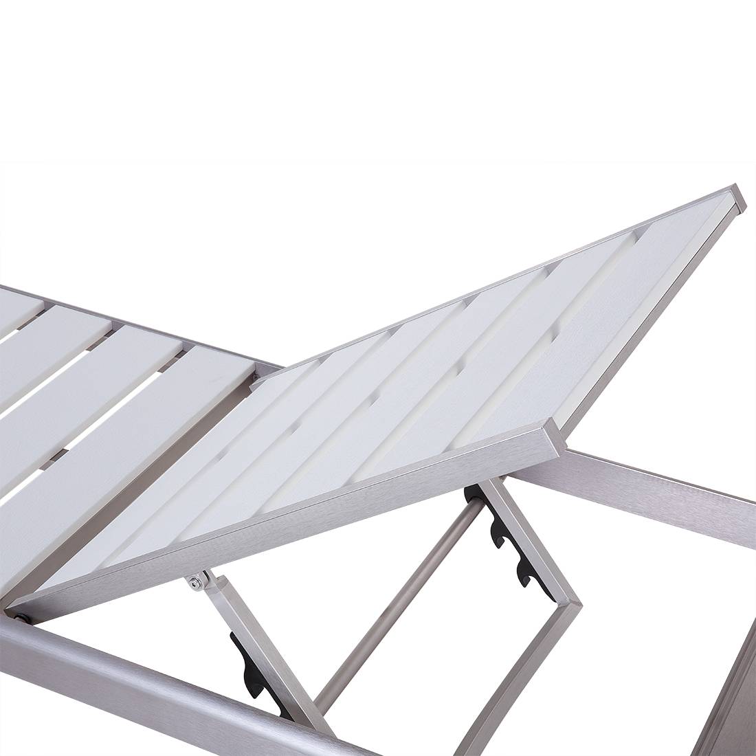 Beliani - Chaise Longue Effet Bois Blanc en Aluminium Transat Inclinable Solide et Résistant pour Jardin ou Terrasse Moderne - Imagen 7