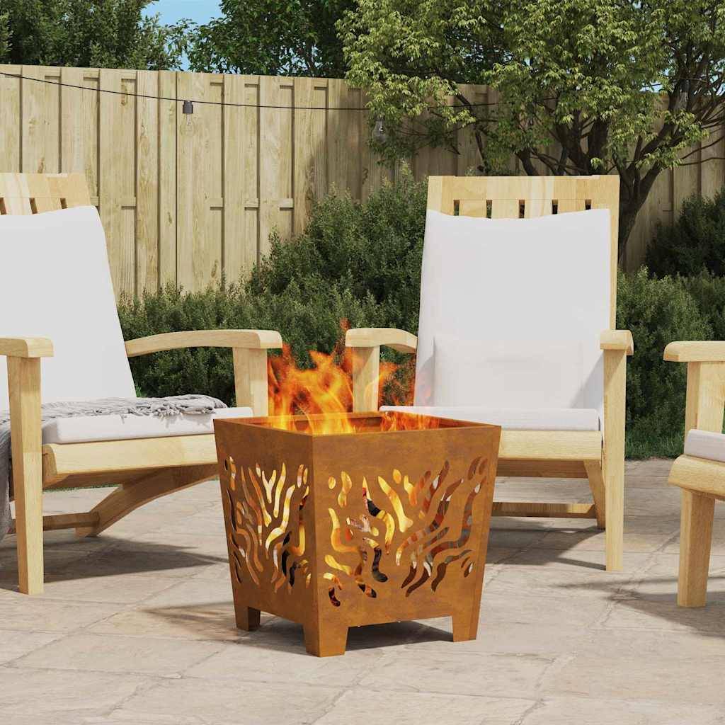 ComfortXL - Brasero Cube Design en Acier Foyer Extérieur Moderne pour Balcon Jardin Marron 40 cm – ComfortXL Outdoor Living - Image 1