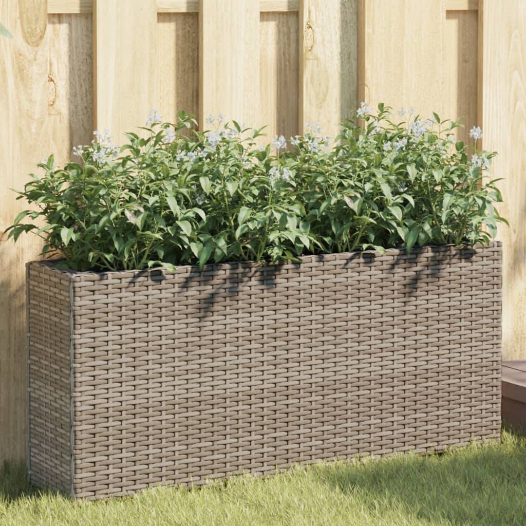 2 pcs Jardinière | Pot de fleurs | Cache-pot | Bac à fleurss avec 2 pots gris 90x20x40 cm résine tressée - Image 2