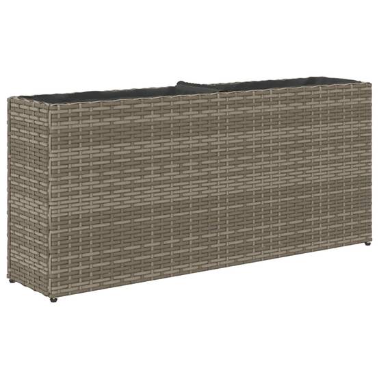 2 pcs Jardinière | Pot de fleurs | Cache-pot | Bac à fleurss avec 2 pots gris 90x20x40 cm résine tressée - Image 8