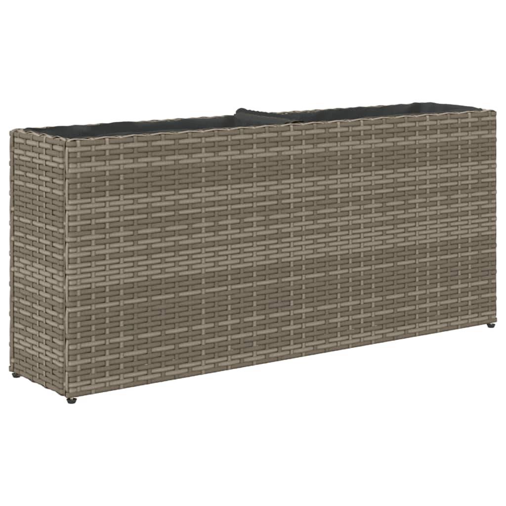 2 pcs Jardinière | Pot de fleurs | Cache-pot | Bac à fleurss avec 2 pots gris 90x20x40 cm résine tressée - Image 8