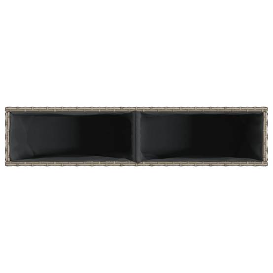 2 pcs Jardinière | Pot de fleurs | Cache-pot | Bac à fleurss avec 2 pots gris 90x20x40 cm résine tressée - Image 9
