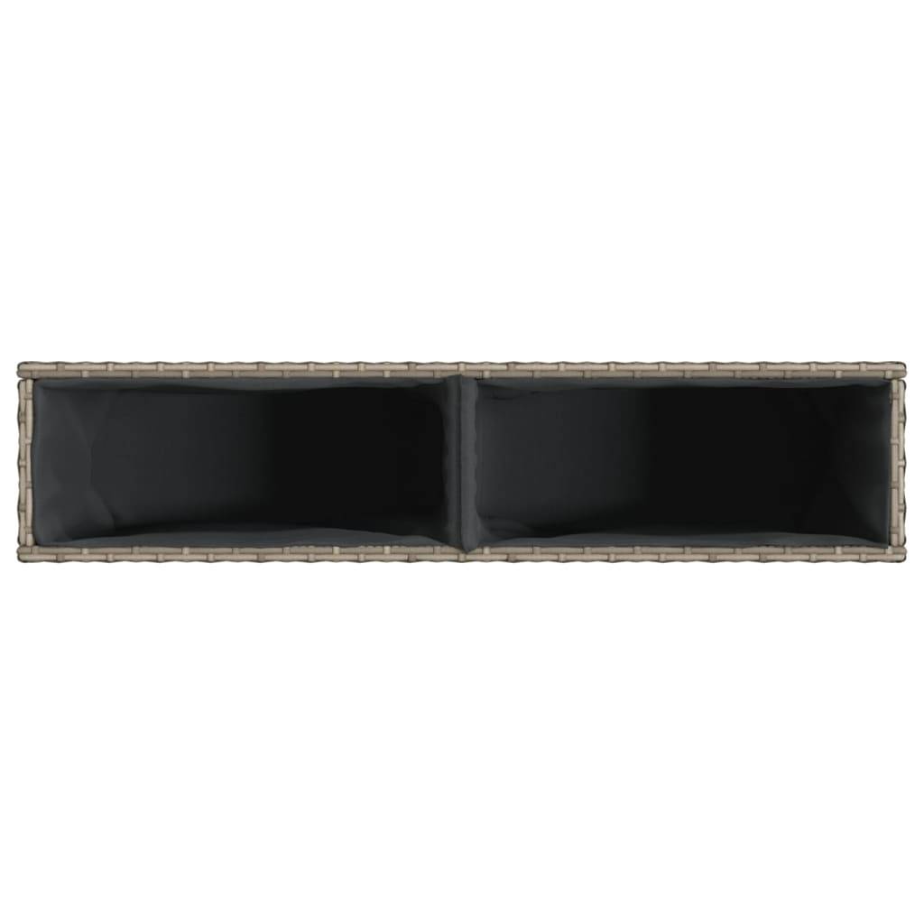 2 pcs Jardinière | Pot de fleurs | Cache-pot | Bac à fleurss avec 2 pots gris 90x20x40 cm résine tressée - Image 9