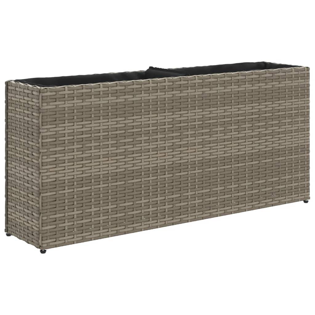 2 pcs Jardinière | Pot de fleurs | Cache-pot | Bac à fleurss avec 2 pots gris 90x20x40 cm résine tressée - Image 5