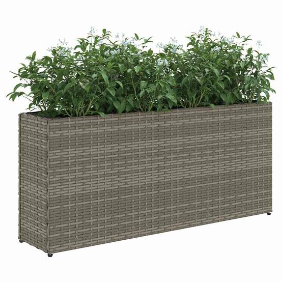 2 pcs Jardinière | Pot de fleurs | Cache-pot | Bac à fleurss avec 2 pots gris 90x20x40 cm résine tressée - Image 4