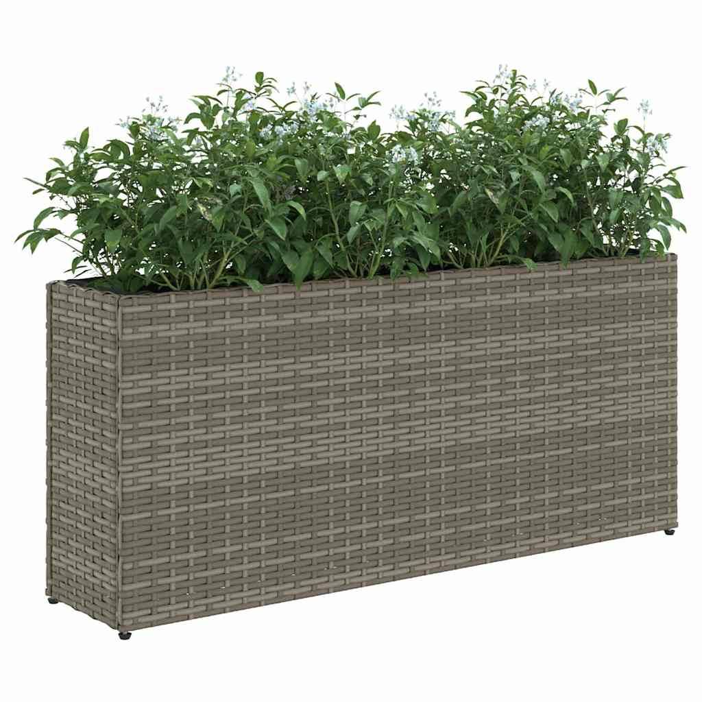 2 pcs Jardinière | Pot de fleurs | Cache-pot | Bac à fleurss avec 2 pots gris 90x20x40 cm résine tressée - Image 4