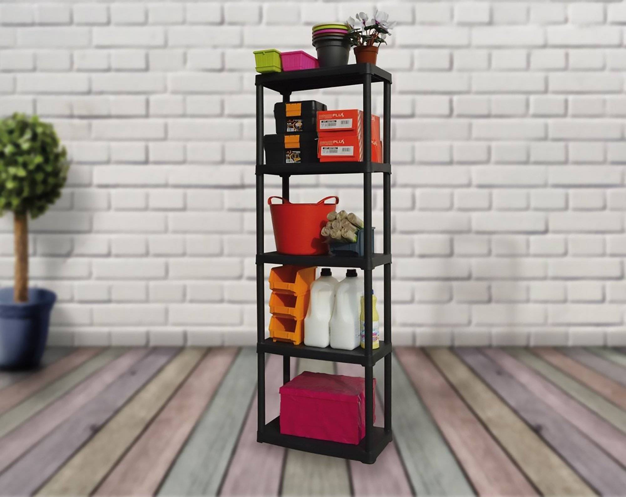 Dmora - Armoire d'extérieur Dammendol, Etagère d'extérieur, Armoire de balcon polyvalente, Armoire d'extérieur, Anthracite, 60x30h176 cm - Dmora - Imagen 4