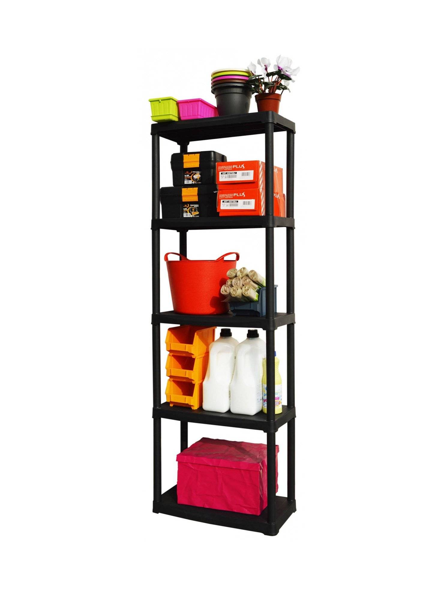 Dmora - Armoire d'extérieur Dammendol, Etagère d'extérieur, Armoire de balcon polyvalente, Armoire d'extérieur, Anthracite, 60x30h176 cm - Dmora - Imagen 5