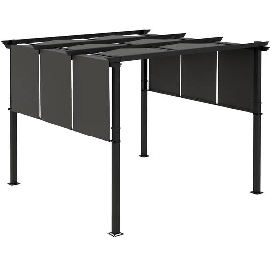 Pergola de jardin acier terrasse toit coulissant anti-UV 3x3m gris foncé - ComfortXL Outdoor Living - Image 1