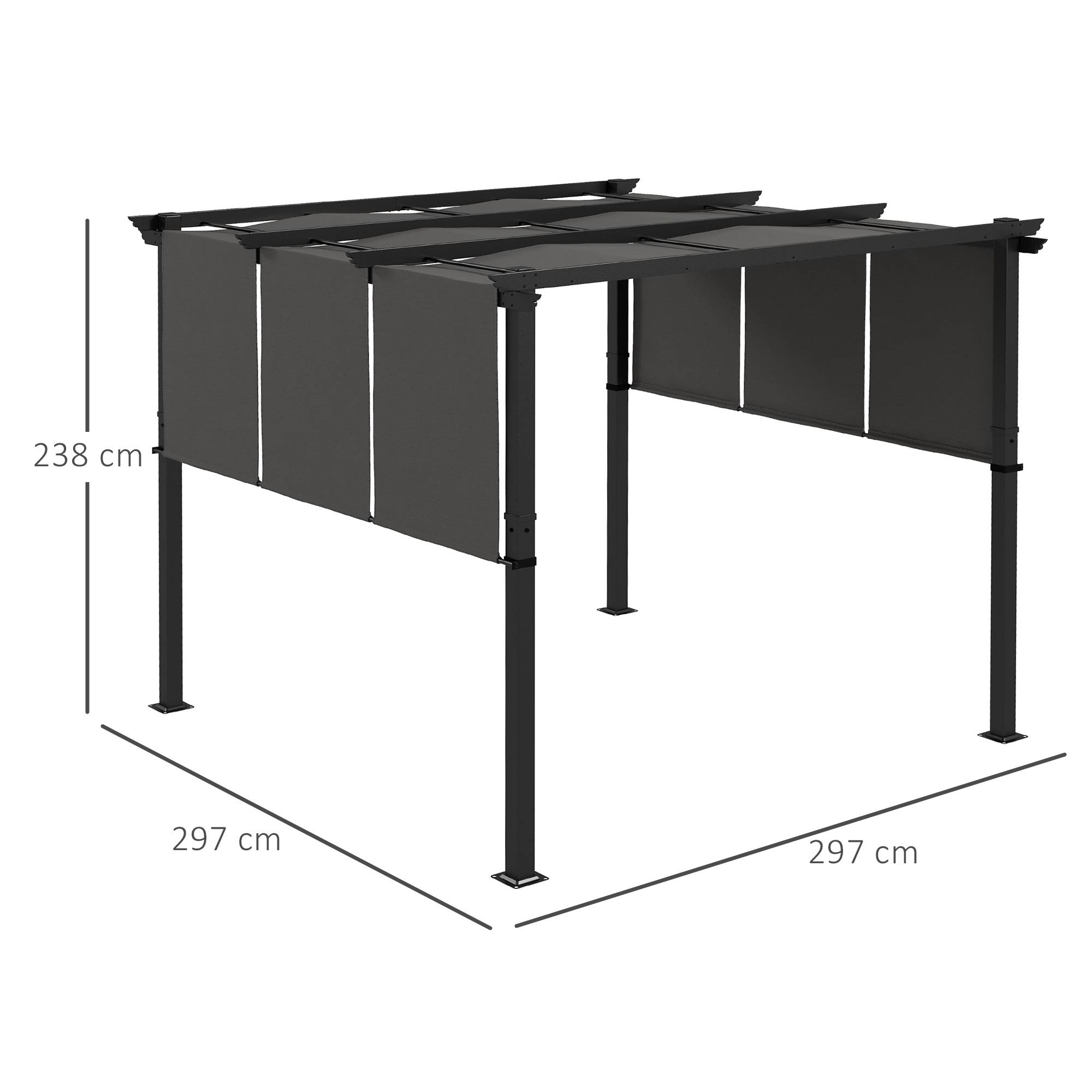 Pergola de jardin acier terrasse toit coulissant anti-UV 3x3m gris foncé - ComfortXL Outdoor Living - Image 5