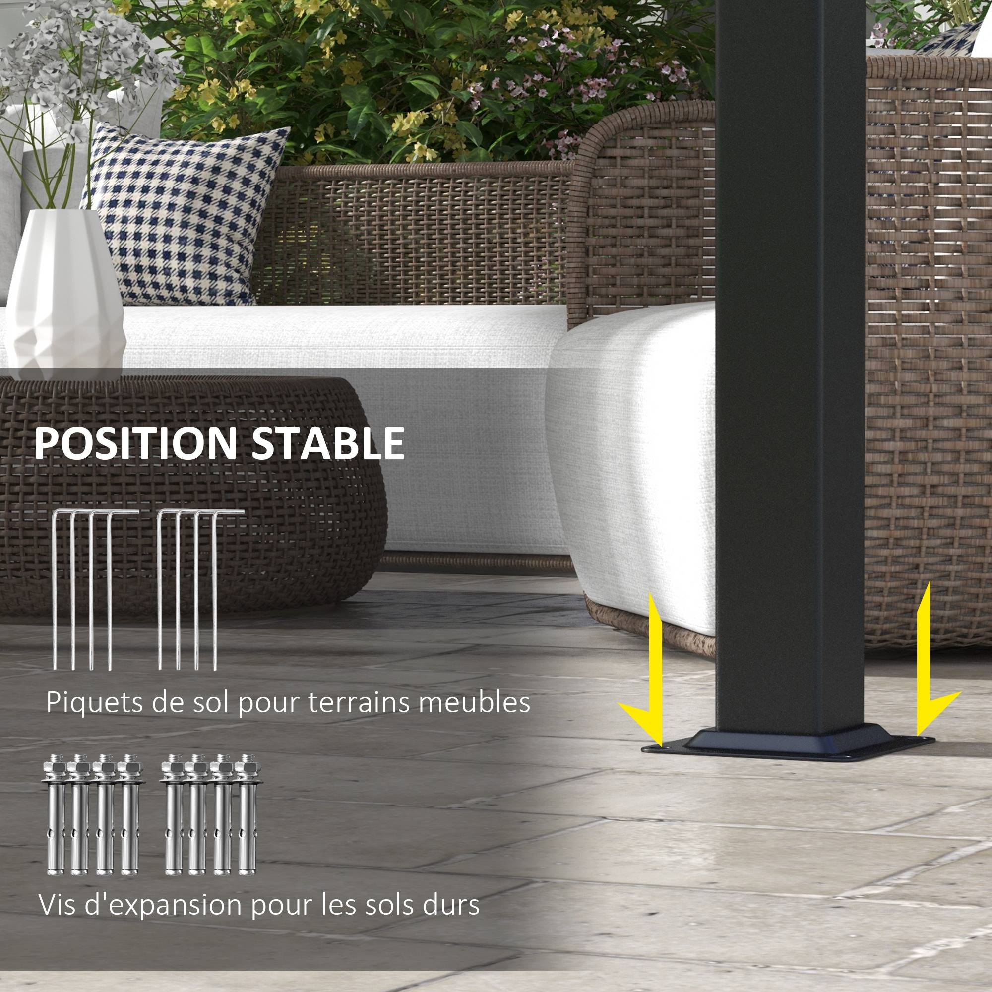 Pergola de jardin acier terrasse toit coulissant anti-UV 3x3m gris foncé - ComfortXL Outdoor Living - Image 9