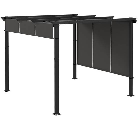 Pergola de jardin acier terrasse toit coulissant anti-UV 3x3m gris foncé - ComfortXL Outdoor Living - Image 2