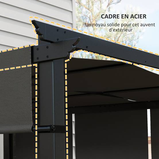 Pergola de jardin acier terrasse toit coulissant anti-UV 3x3m gris foncé - ComfortXL Outdoor Living - Image 8
