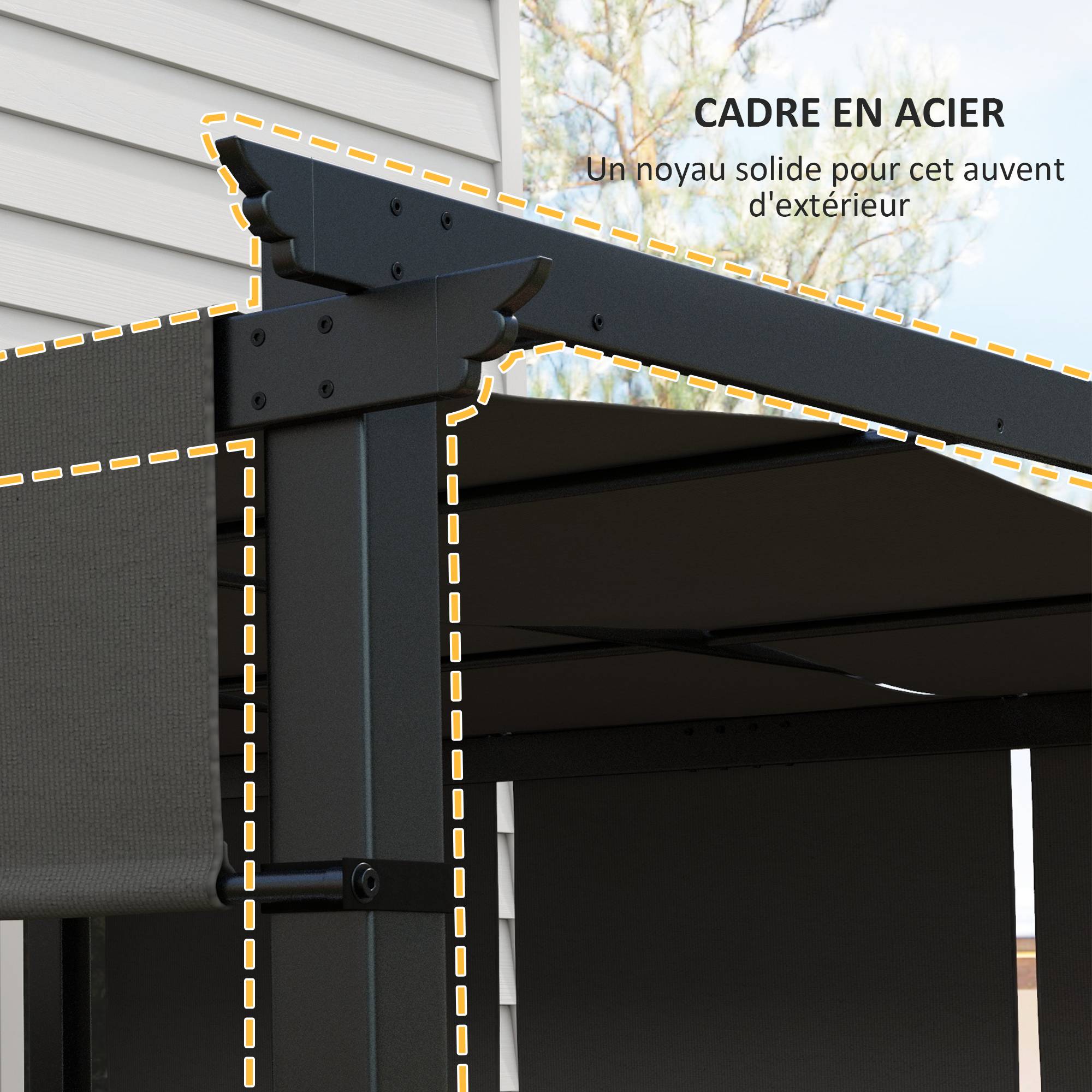 Pergola de jardin acier terrasse toit coulissant anti-UV 3x3m gris foncé - ComfortXL Outdoor Living - Image 8