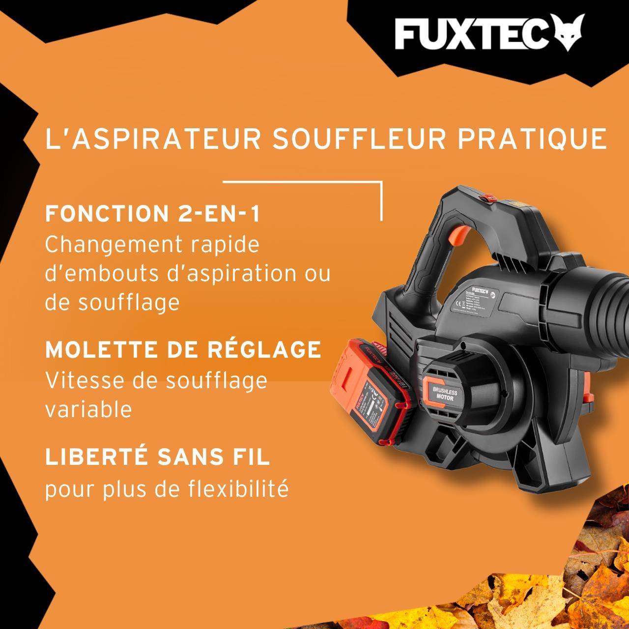 FUXTEC - FUXTEC Kit souffleur/aspirateur de feuilles à batterie 40V FX-E2LBSSET - Image 5