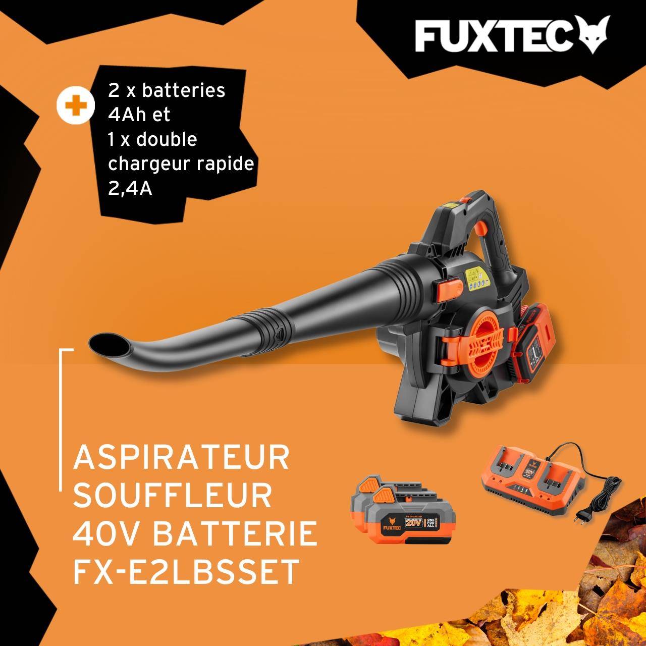 FUXTEC - FUXTEC Kit souffleur/aspirateur de feuilles à batterie 40V FX-E2LBSSET - Image 2
