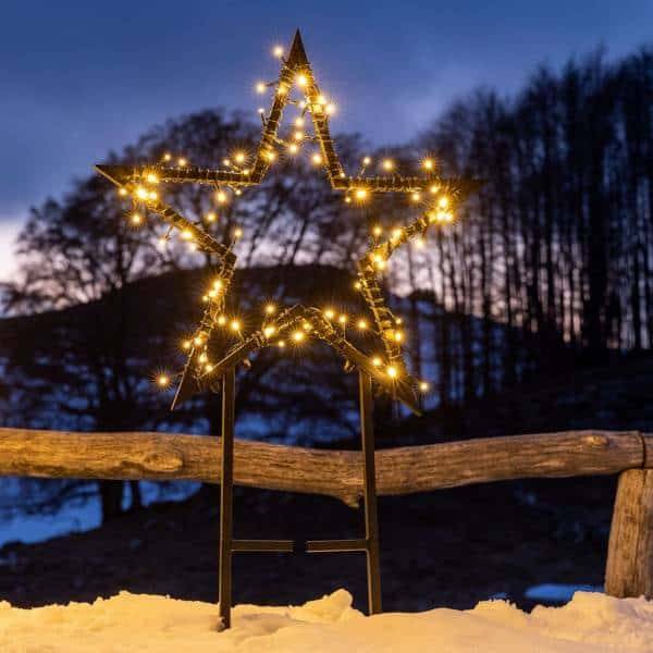 Lotti - Etoile lumineuse 2D à planter D55cm 80 LED blanc chaud 8 jeux lumières IP44 SMART Connect 31V Lotti - Imagen 10