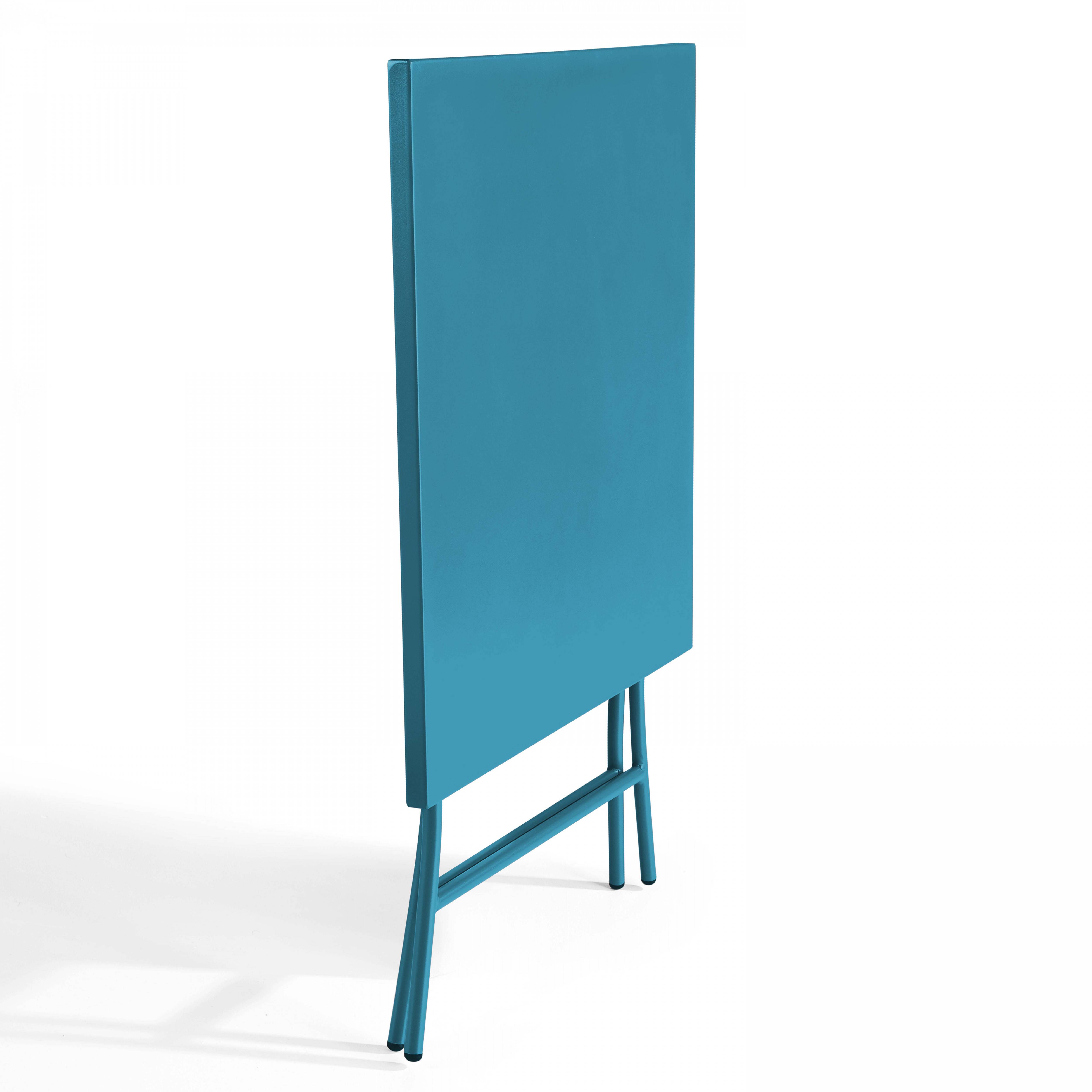 Oviala - Table de jardin pliante carrée en acier 70 cm 4 places bleu pacific Palavas - Oviala - Imagen 3