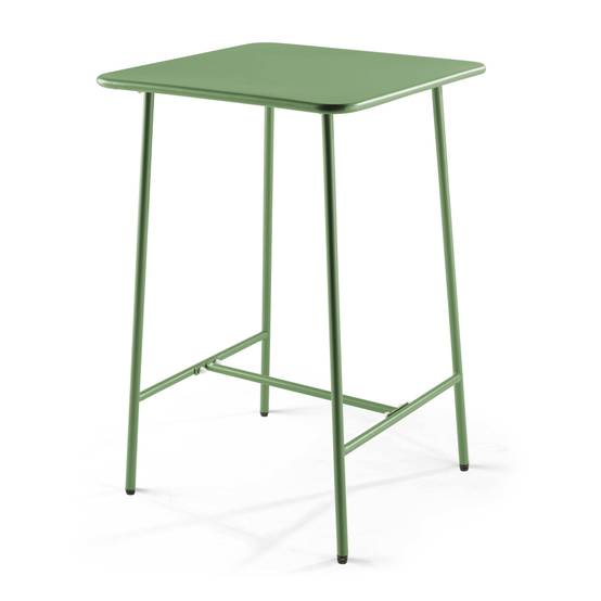 Oviala - Table haute de jardin carrée en acier vert cactus Palavas - Oviala - Imagen 1