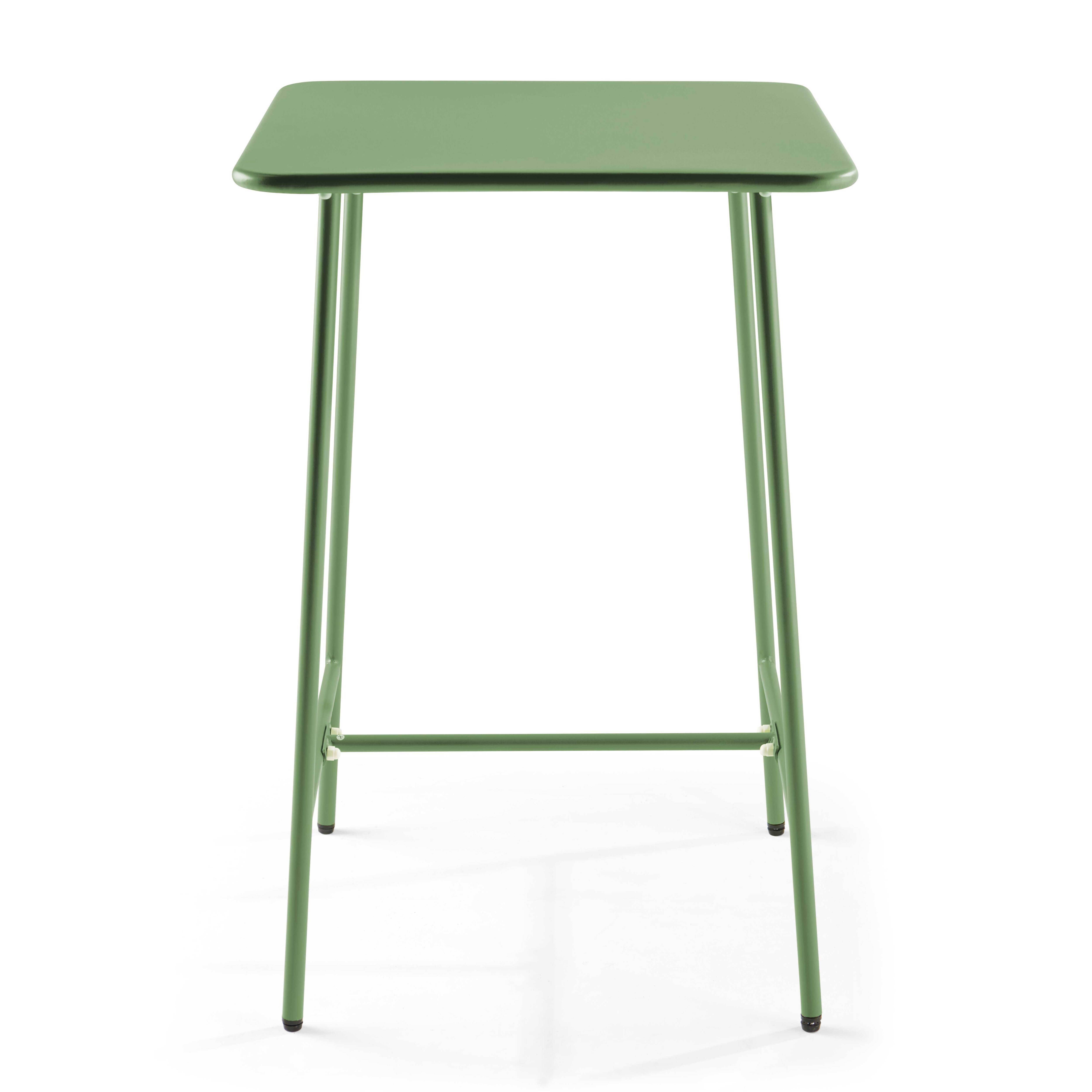 Oviala - Table haute de jardin carrée en acier vert cactus Palavas - Oviala - Imagen 5