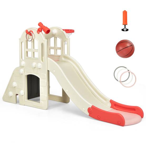 Toboggan pour Enfant 6 en 1 - Glisse de 140 CM 3-8 Ans Toboggan Intérieure & Extérieure Rose - Image 3