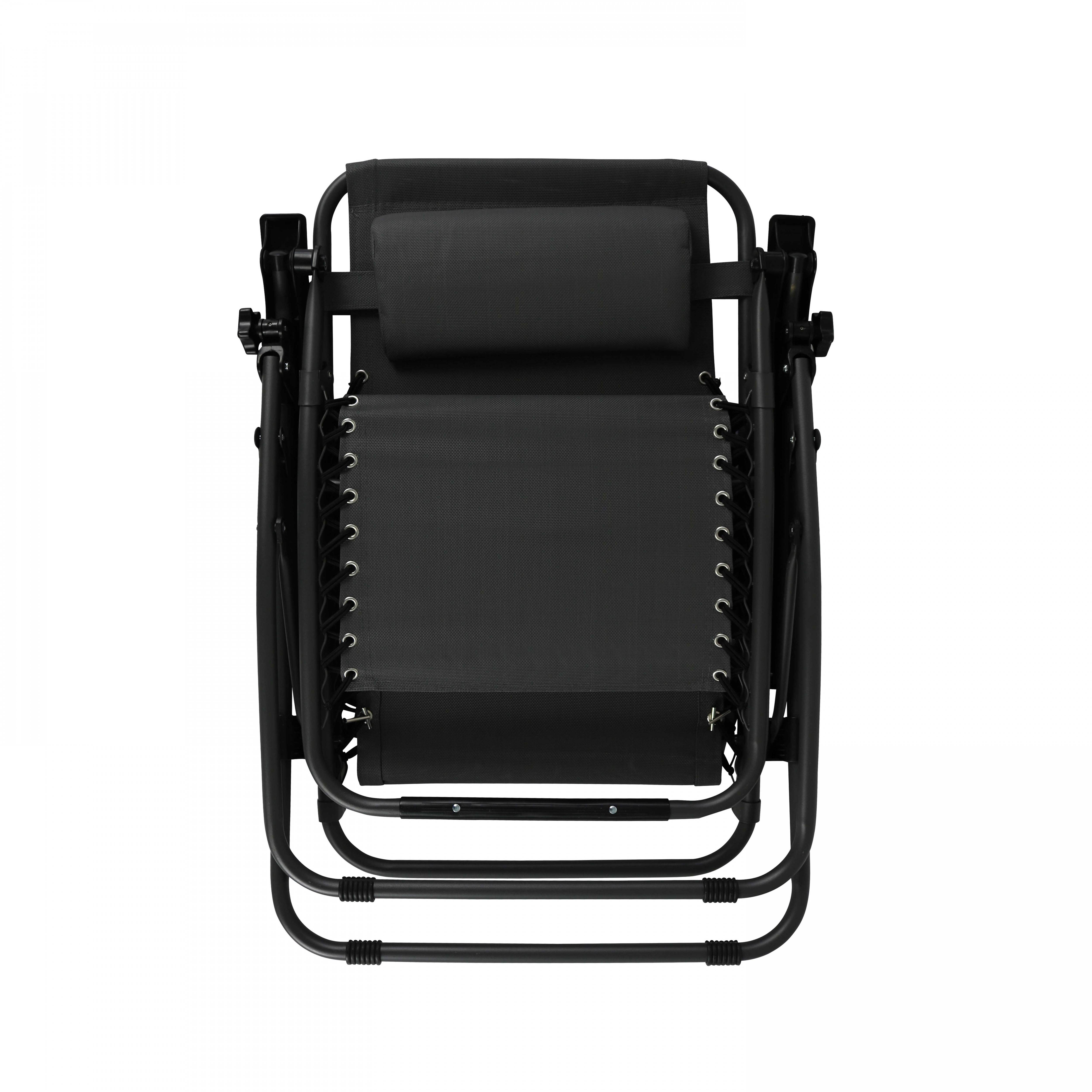 Oviala - Lot de 2 fauteuils lounge inclinable en acier noir Monaco - Oviala - Imagen 5