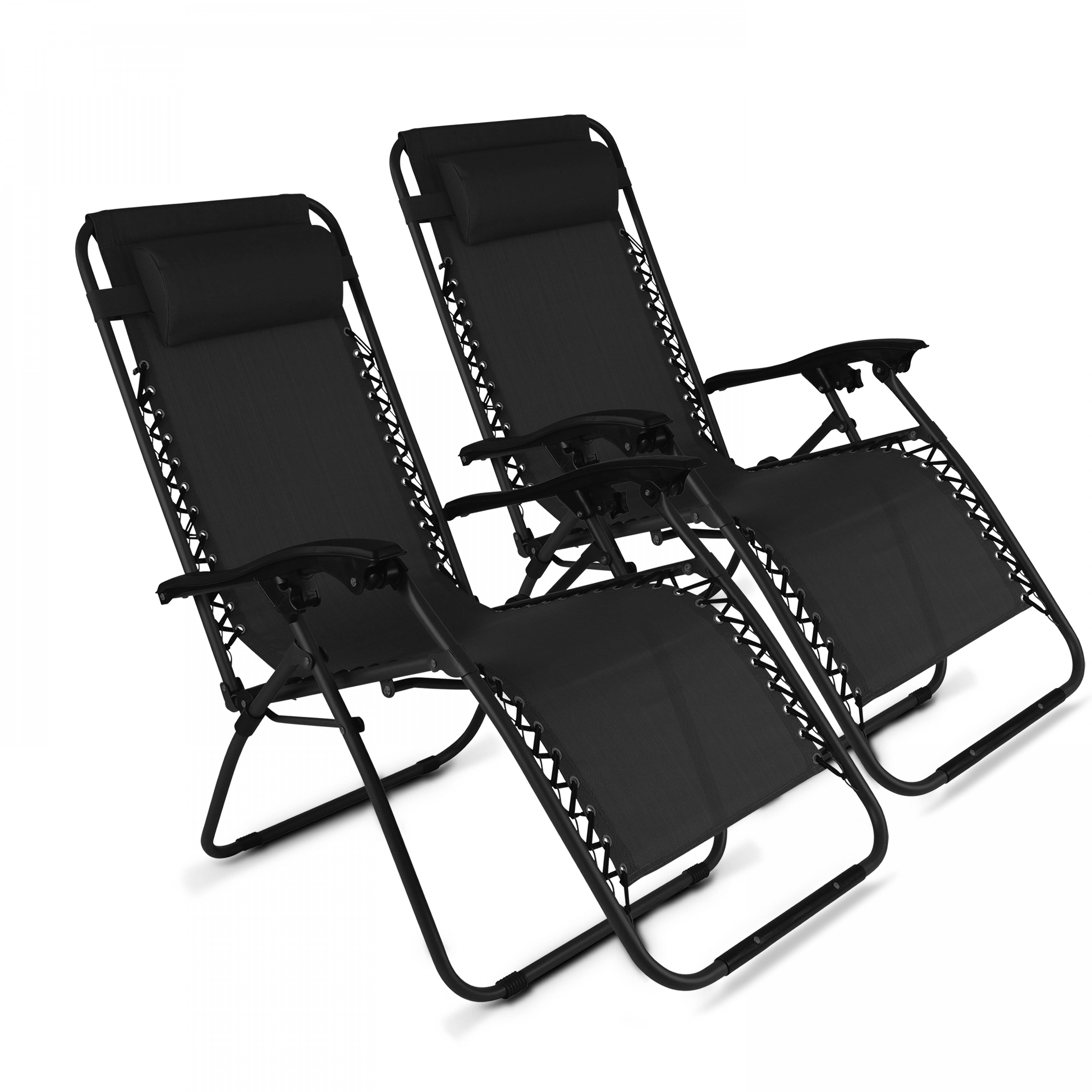 Oviala - Lot de 2 fauteuils lounge inclinable en acier noir Monaco - Oviala - Imagen 1