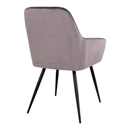 ALTOBUY - Lot de 6 Fauteuils Velours Taupe et Piétement Acier Noir - VIBY - Image 6