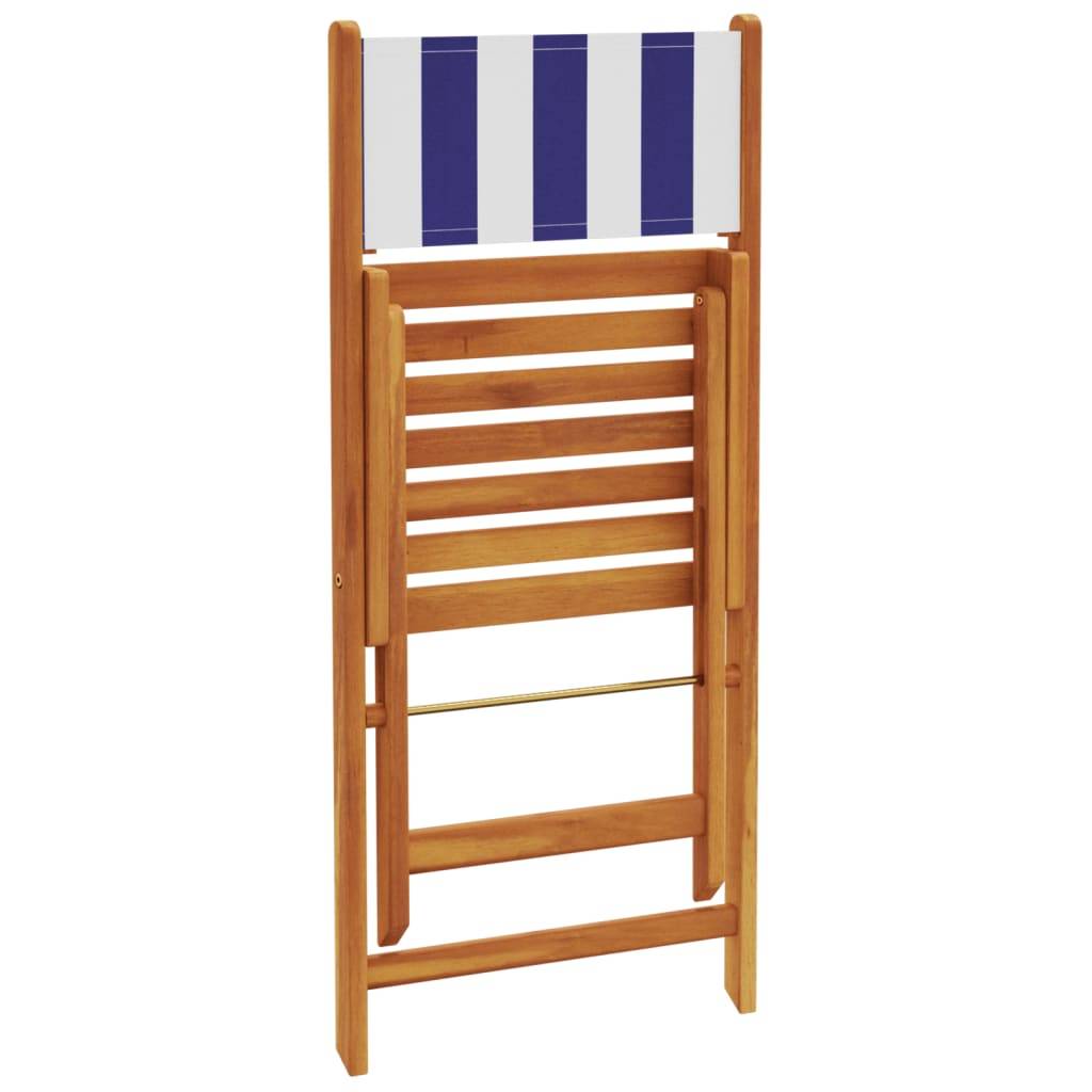 Maison Chic - Ensemble 3 pcs de bistro - Salon De Jardin - Mobilier extérieur bleu et blanc tissu et bois massif MI610 - Image 7
