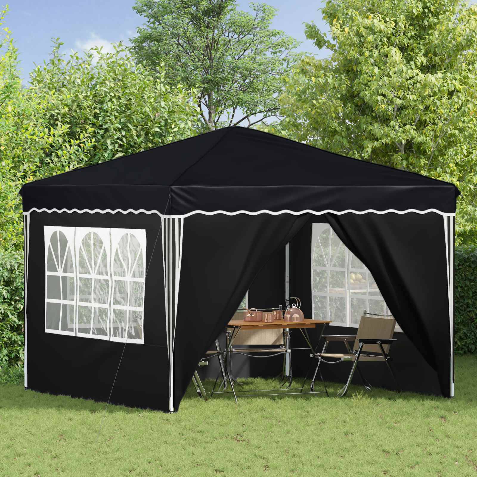 Tente de fête tissu oxfords anthracite 288 x 288 x 245 cm, Poids:12.45kg - PANGIVO - Image 3