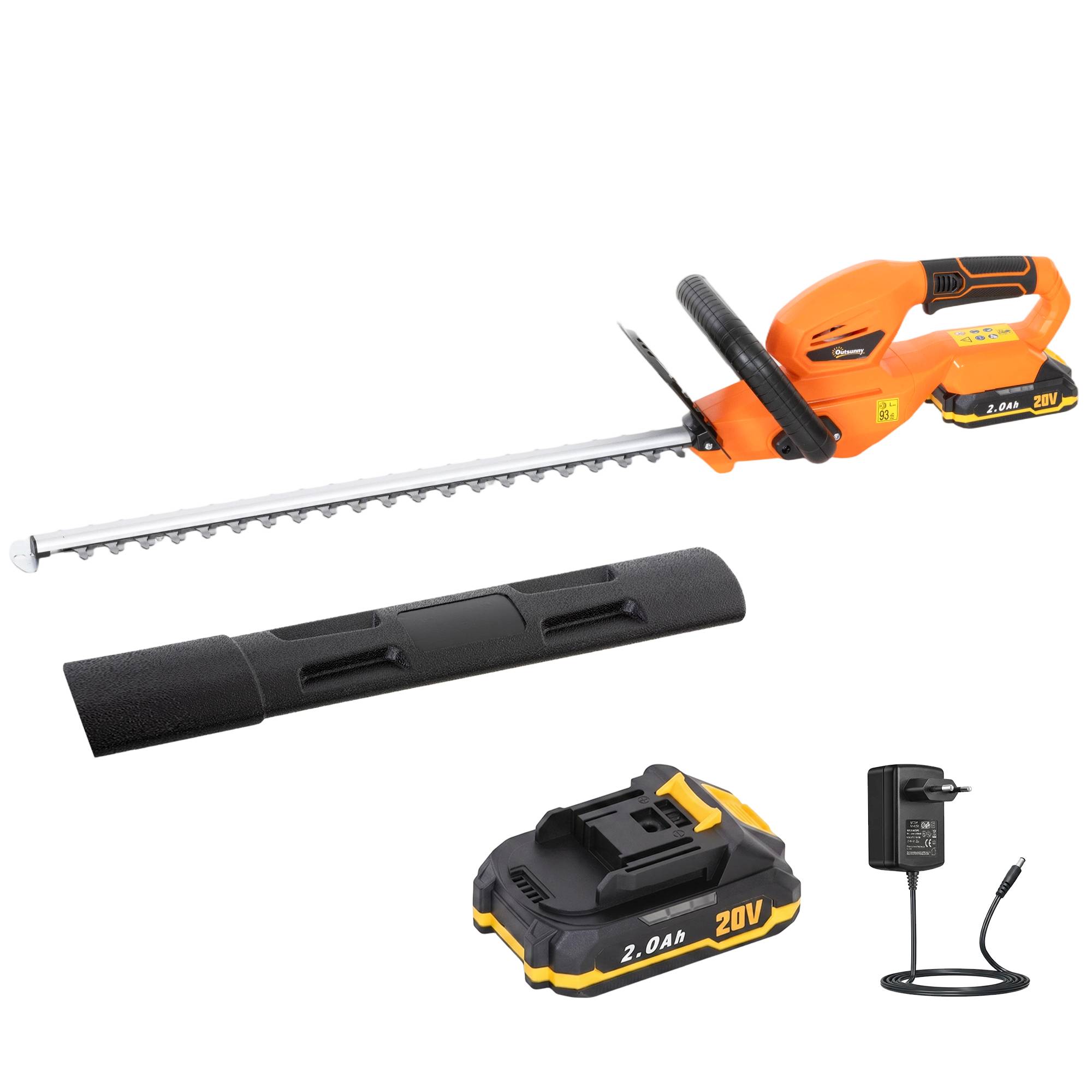 Taille-Haies Électrique 100 W, Lame 51 cm, Batterie 2,0 Ah et Chargeur, Orange - Image 2