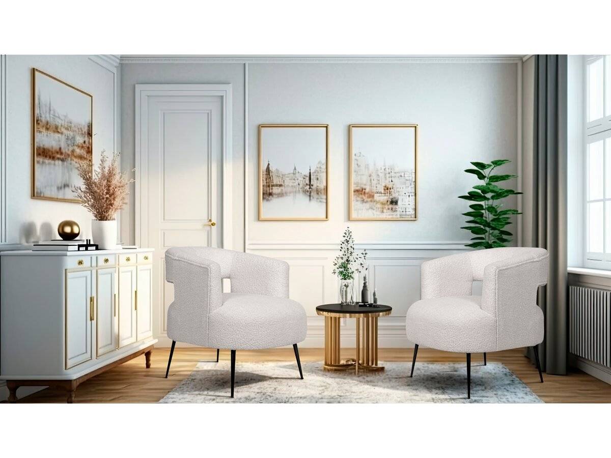 Fauteuil En Tissu Bouclette "iris" - Blanc -habitat Et Jardin - Image 2