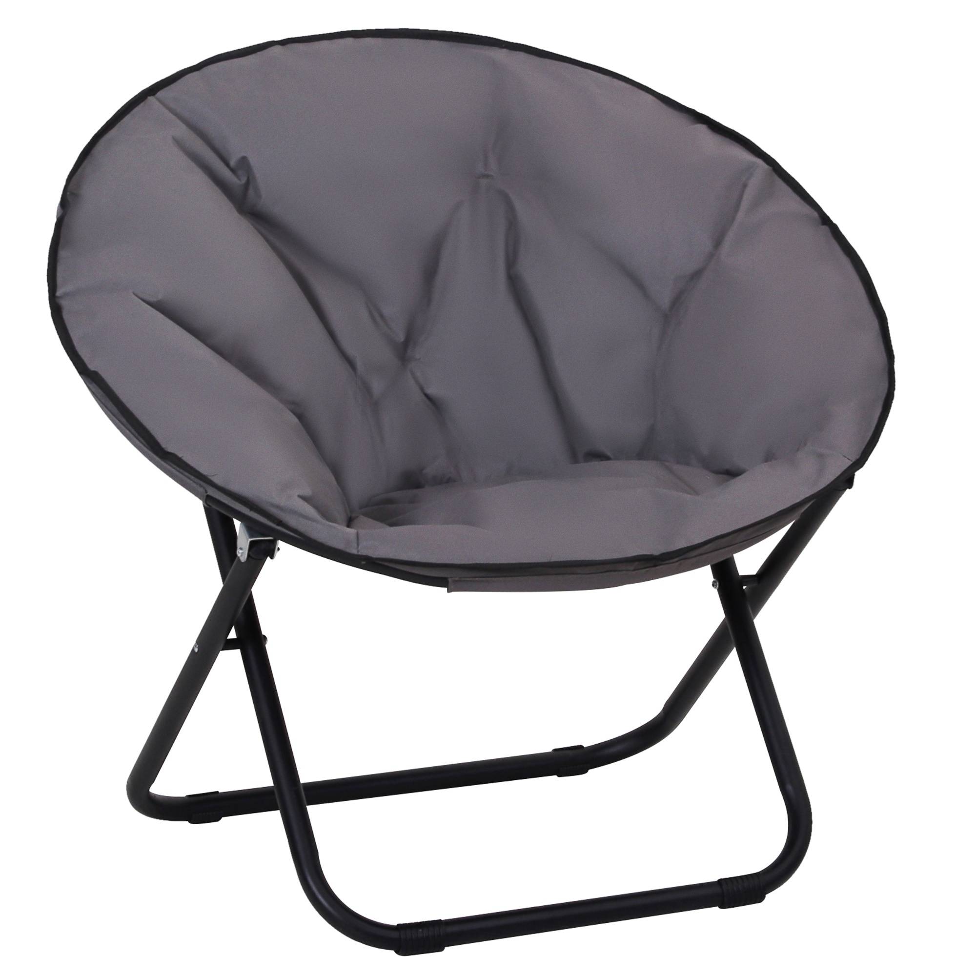 Fauteuil lune pliable métal Tissu Oxford épais Siège soucoupe camping 80x80x75cm Gris - ComfortXL Outdoor Living - Image 8