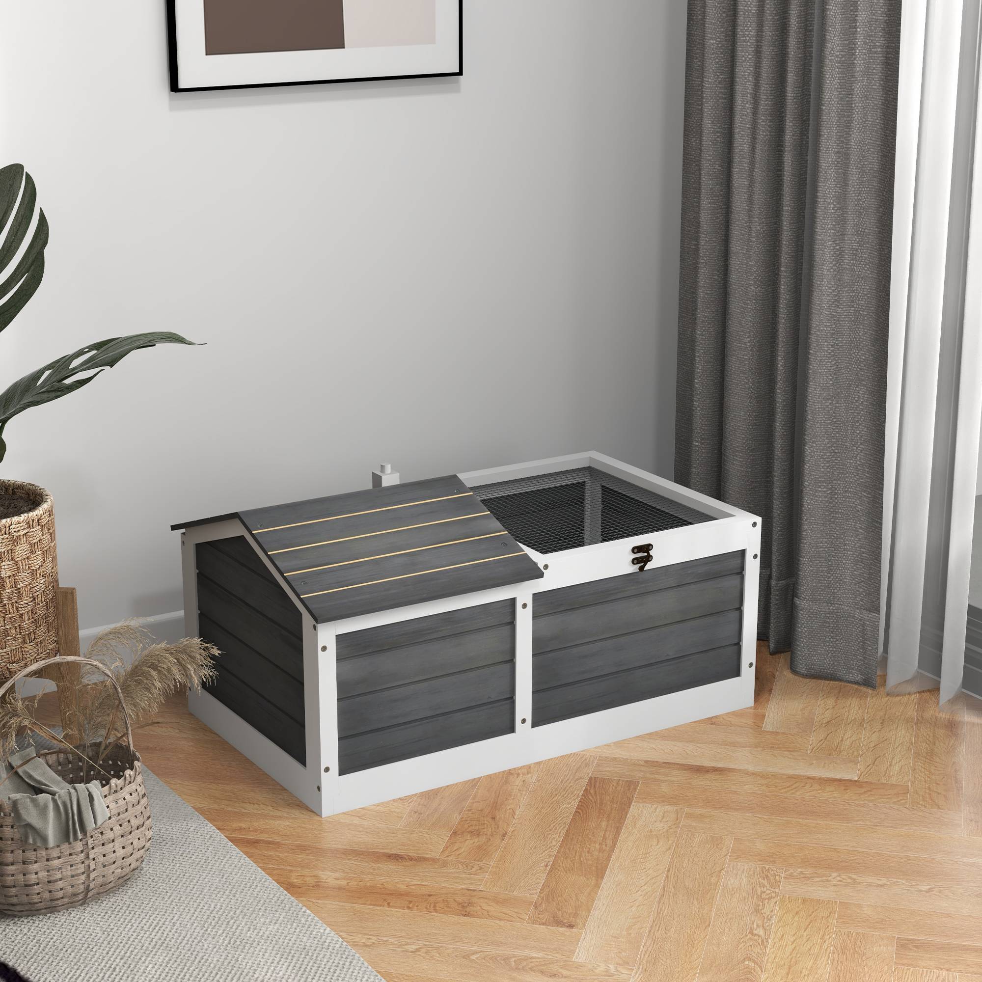 Enclos pour tortue bois naturel 86 x 54 x 43 cm - PANGIVO - Image 4