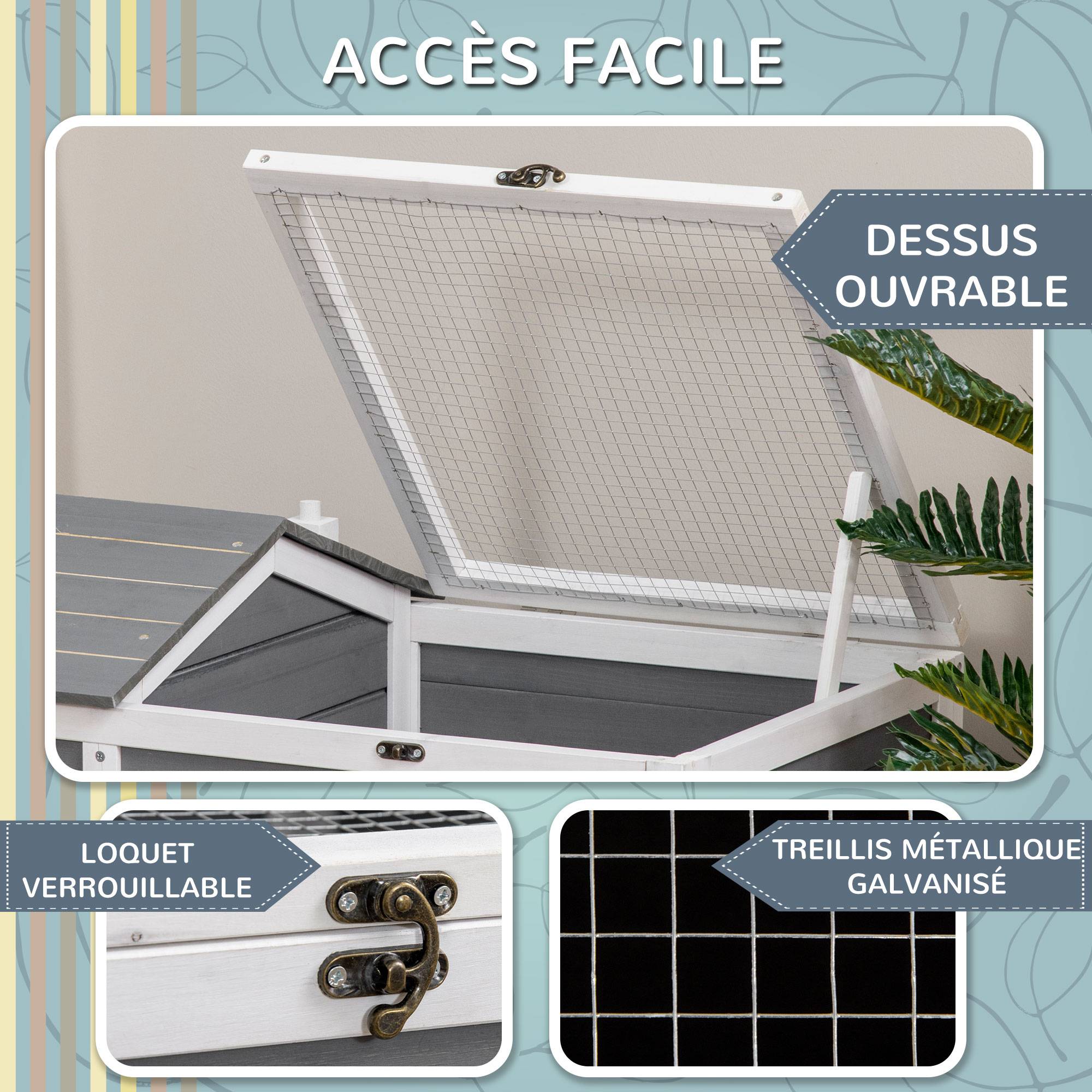 Enclos pour tortue bois naturel 86 x 54 x 43 cm - PANGIVO - Image 7
