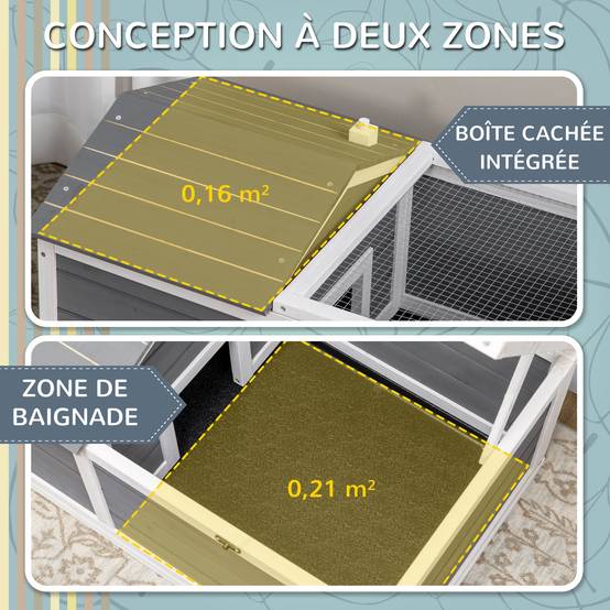 Enclos pour tortue bois naturel 86 x 54 x 43 cm - PANGIVO - Image 6