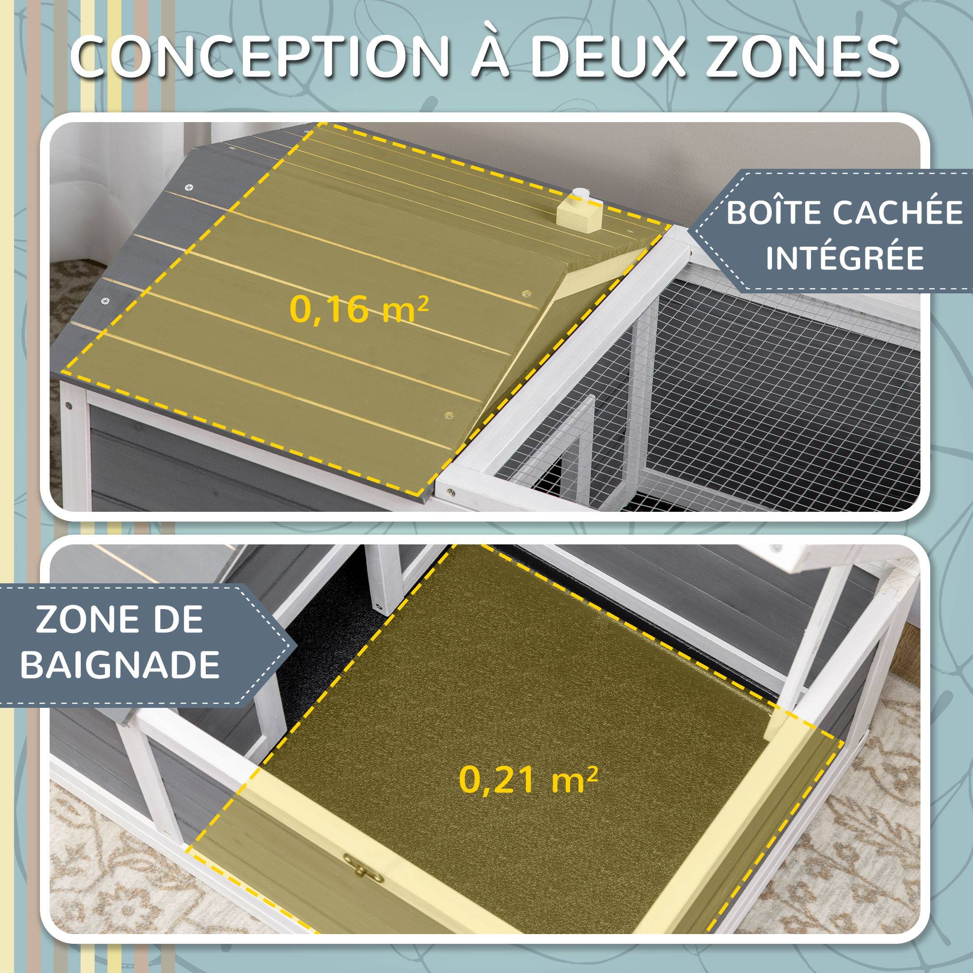 Enclos pour tortue bois naturel 86 x 54 x 43 cm - PANGIVO - Image 6
